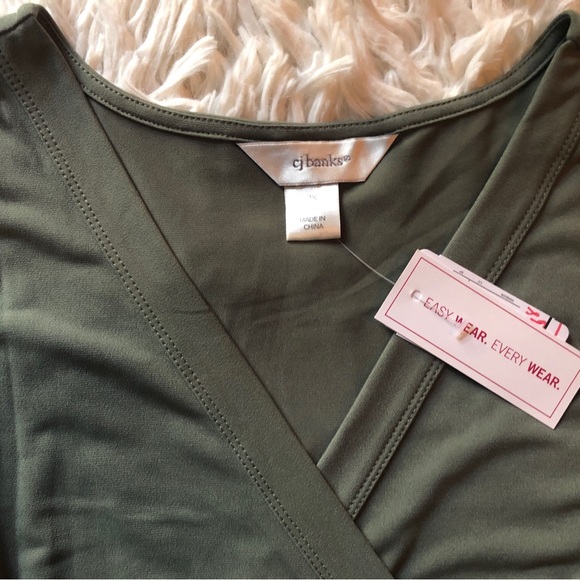 Christopher & Banks Easy Wear tunic swing blouse 2X 20/22W mossy olive green NEW - Picture 3 of 6